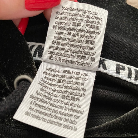 PINK VS Suede lined Hooded Sweater Pant Set Black XS - Picture 11 of 12